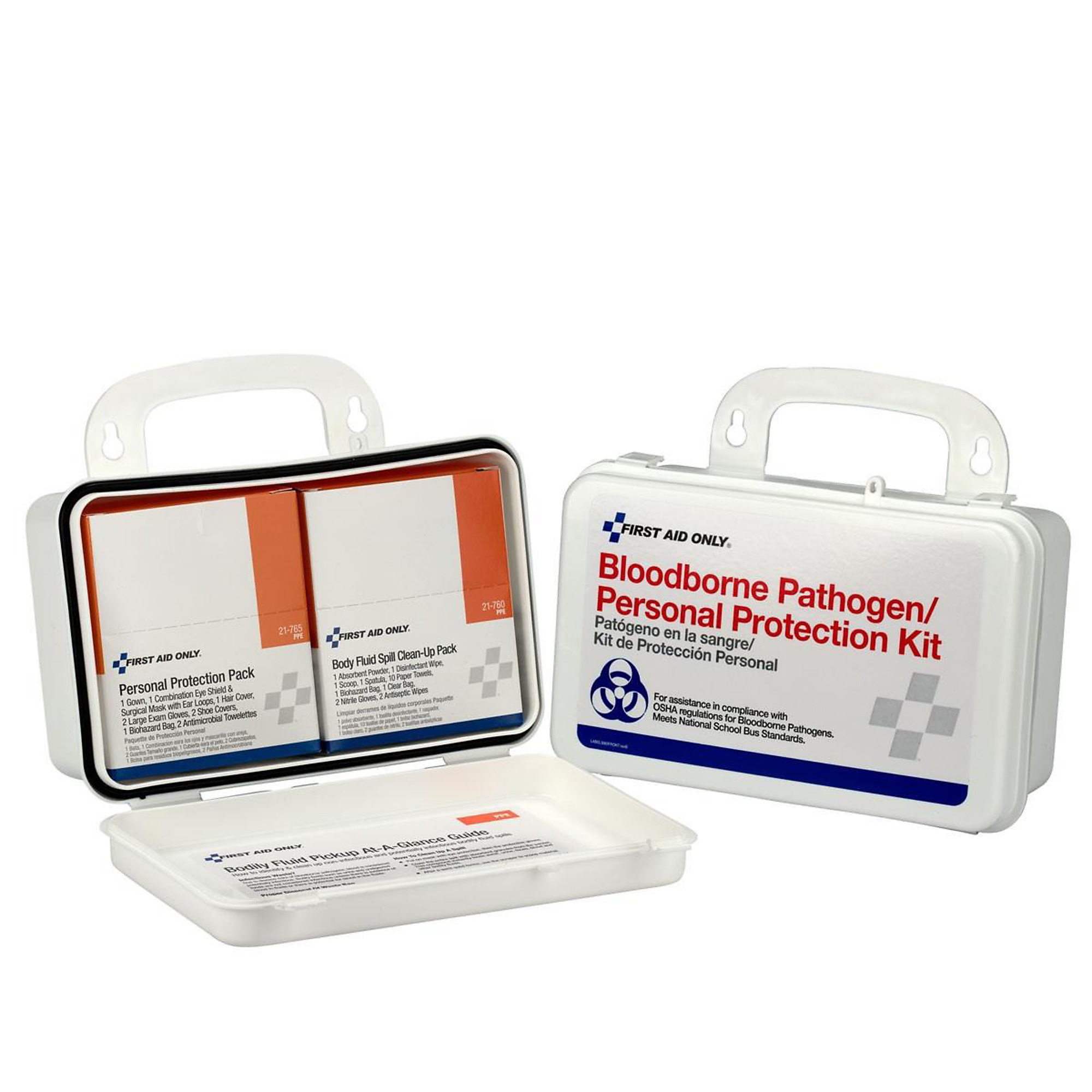 First Aid Only BBP Spill Clean-Up Kit — Plastic Case, Portable, Wall-Mountable, Model# FAO3060